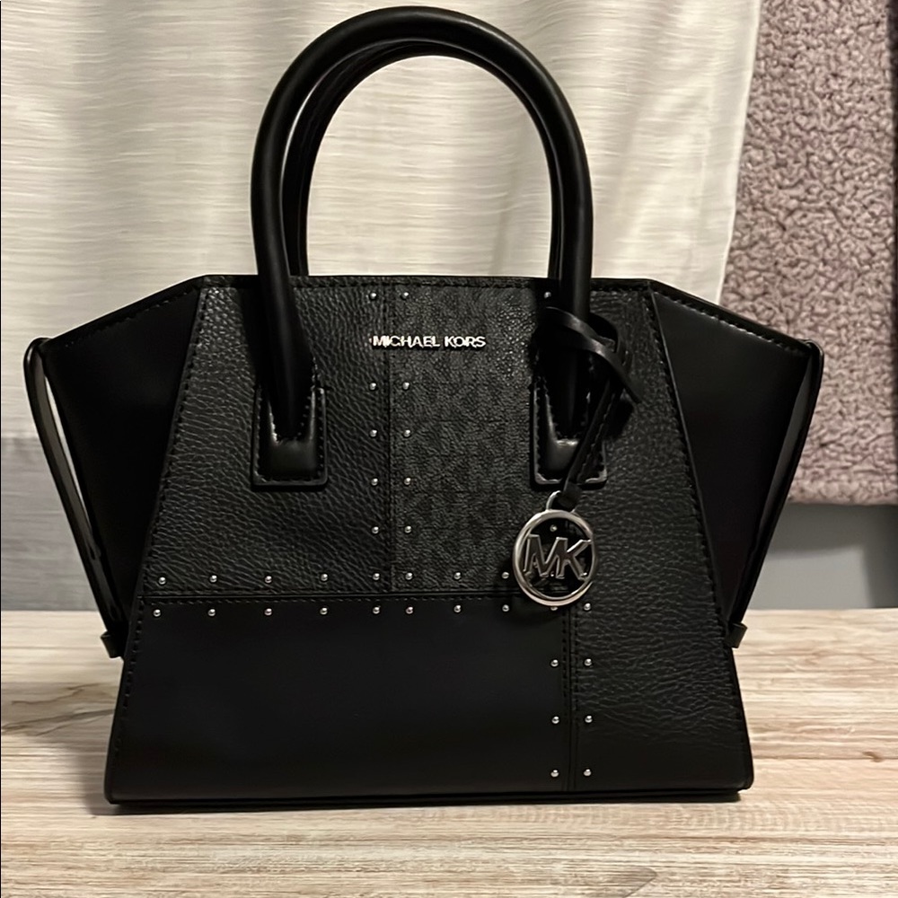 Michael Kors Black Leather Satchel Handbag